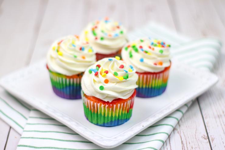 Rainbow Cupcakes With Buttercream Frosting