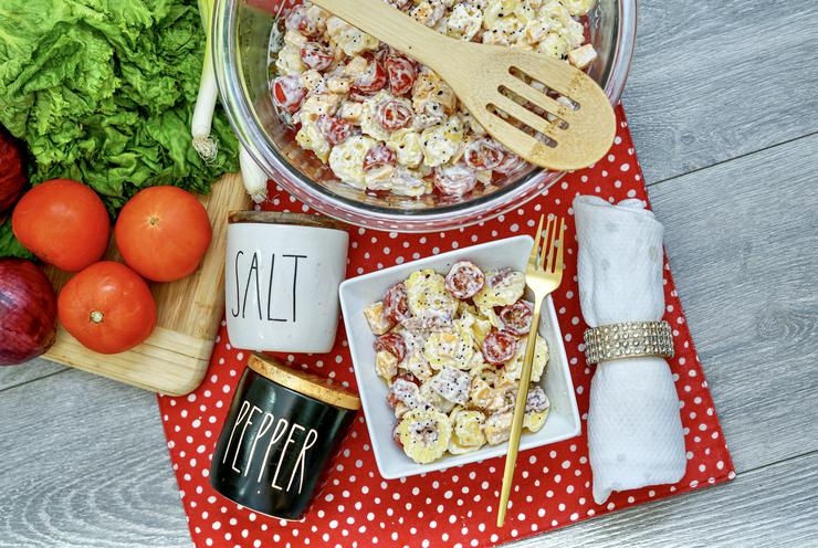 Easy Bacon Cheddar Ranch Tortellini Pasta Salad