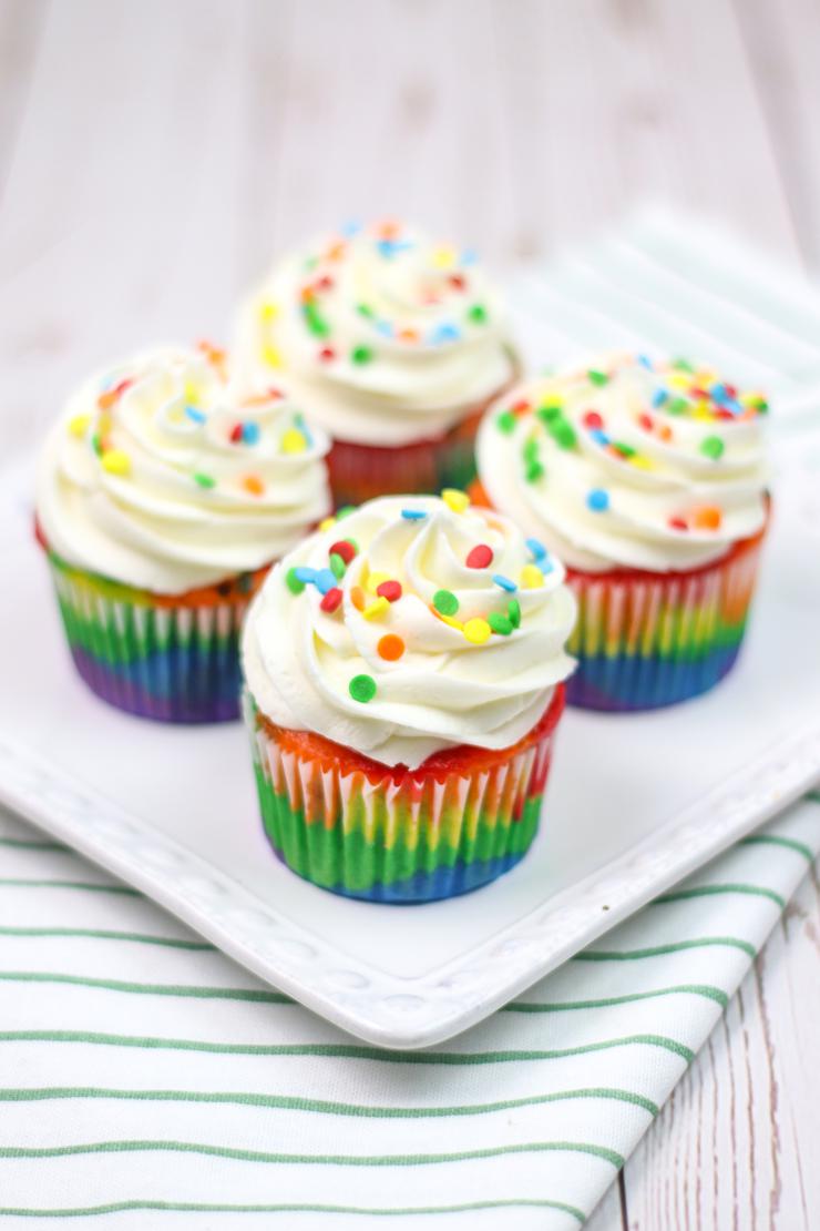 Rainbow Cupcakes with Buttercream Frosting